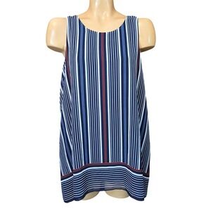 Max Edition Womens Striped Sleeveless Lined Tunic Striped Navy Ivory Red XL New